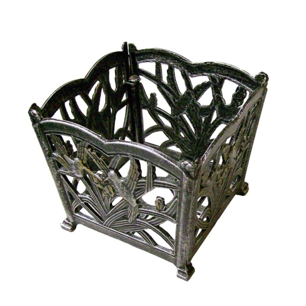 Outdoor Living Bronze Hand casted Hummingbird Square Flower Planter 8” - Picture 3 of 3